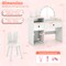Kids Vanity Table Set with Colorful LED Mirror & Bunny Chair Wooden Makeup Desk with Storage Drawers